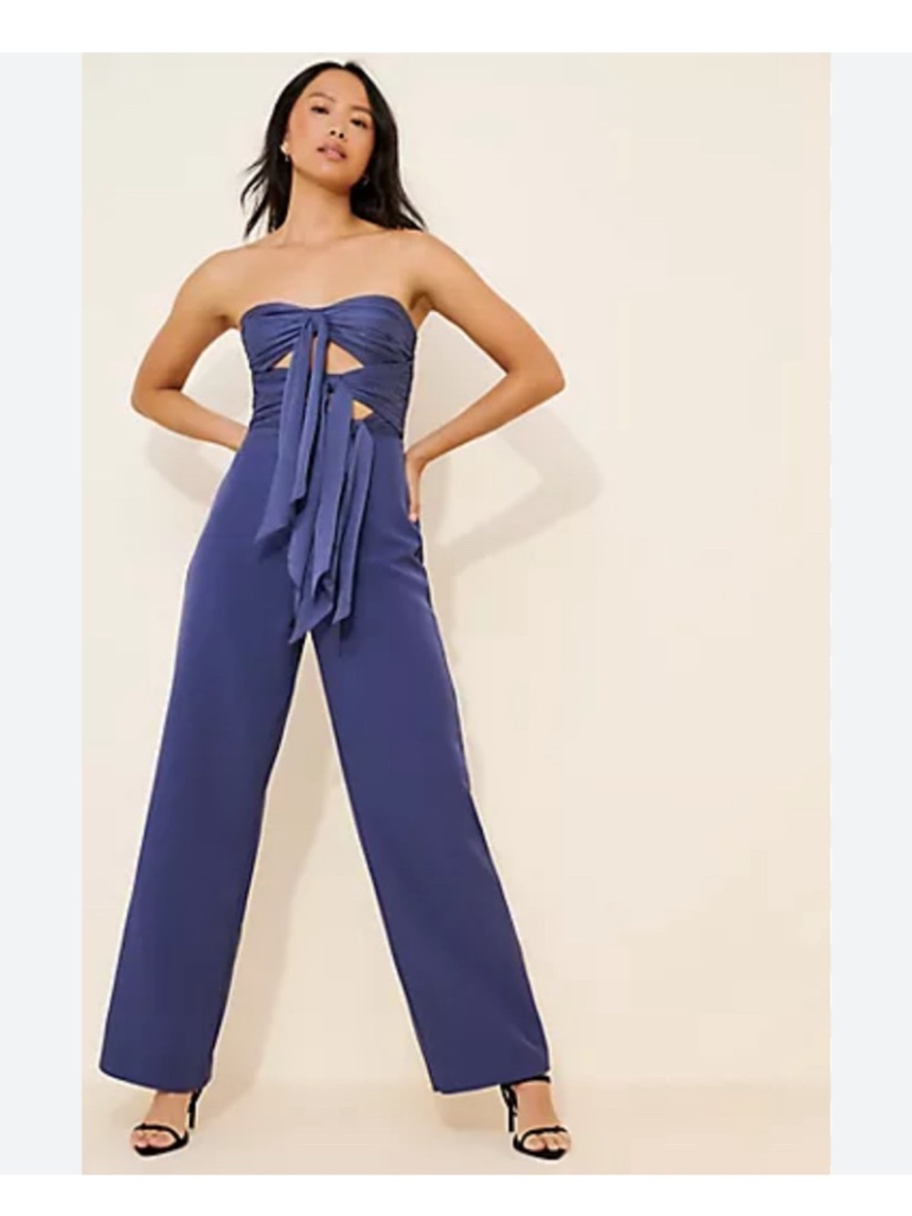 AMUR Roy Strapless Navy Tie-Front Jumpsuit SZ 12